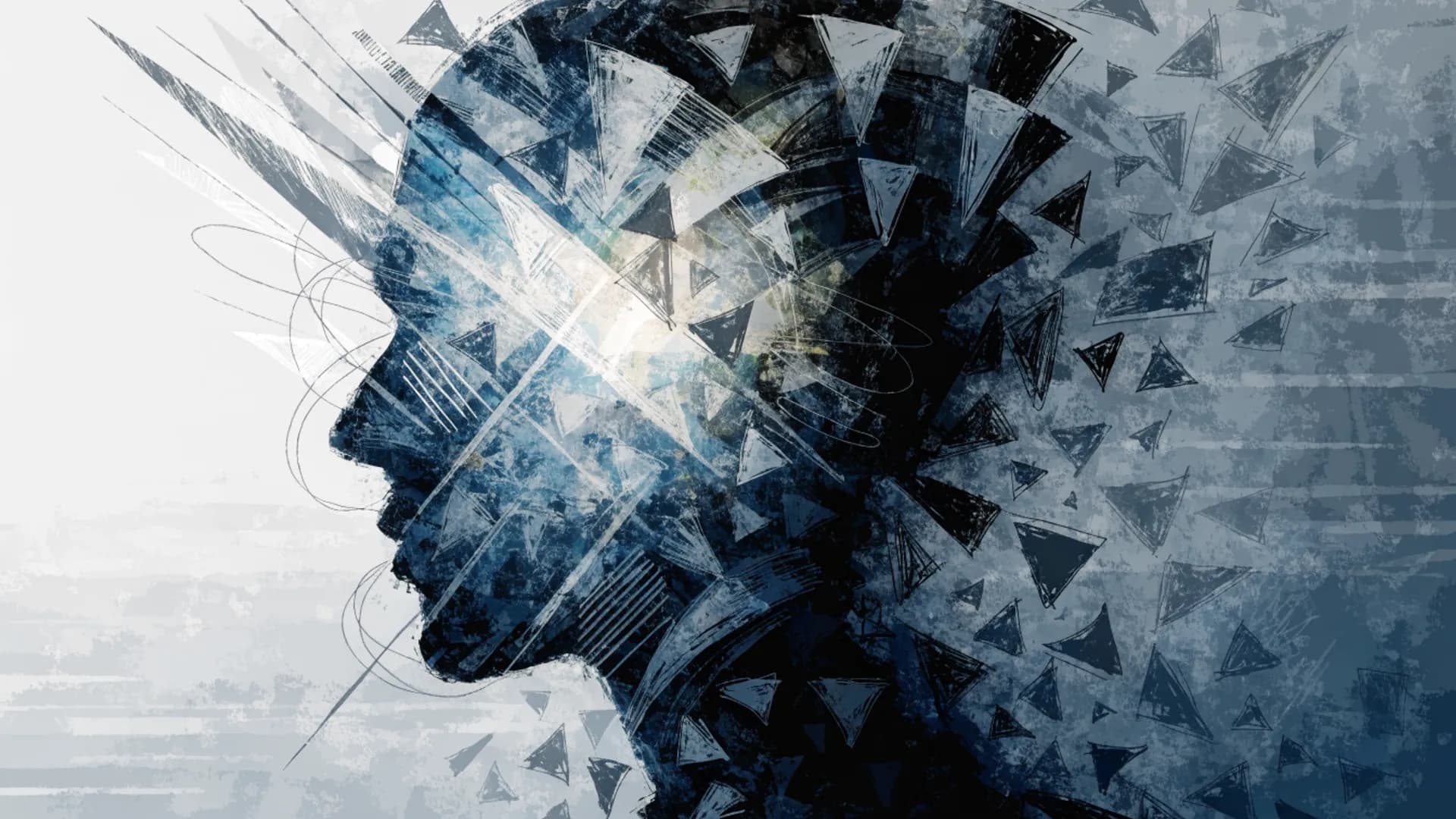 Pessoa sentindo confusão e desconexão mental, representando sintomas da esquizofrenia