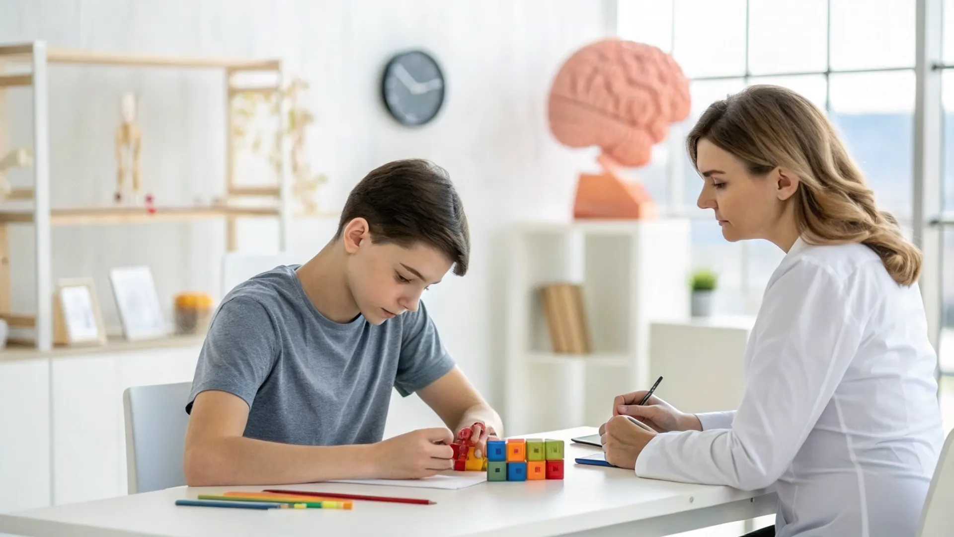 Brain graphic with connected nodes, representing the study of neuropsychology.