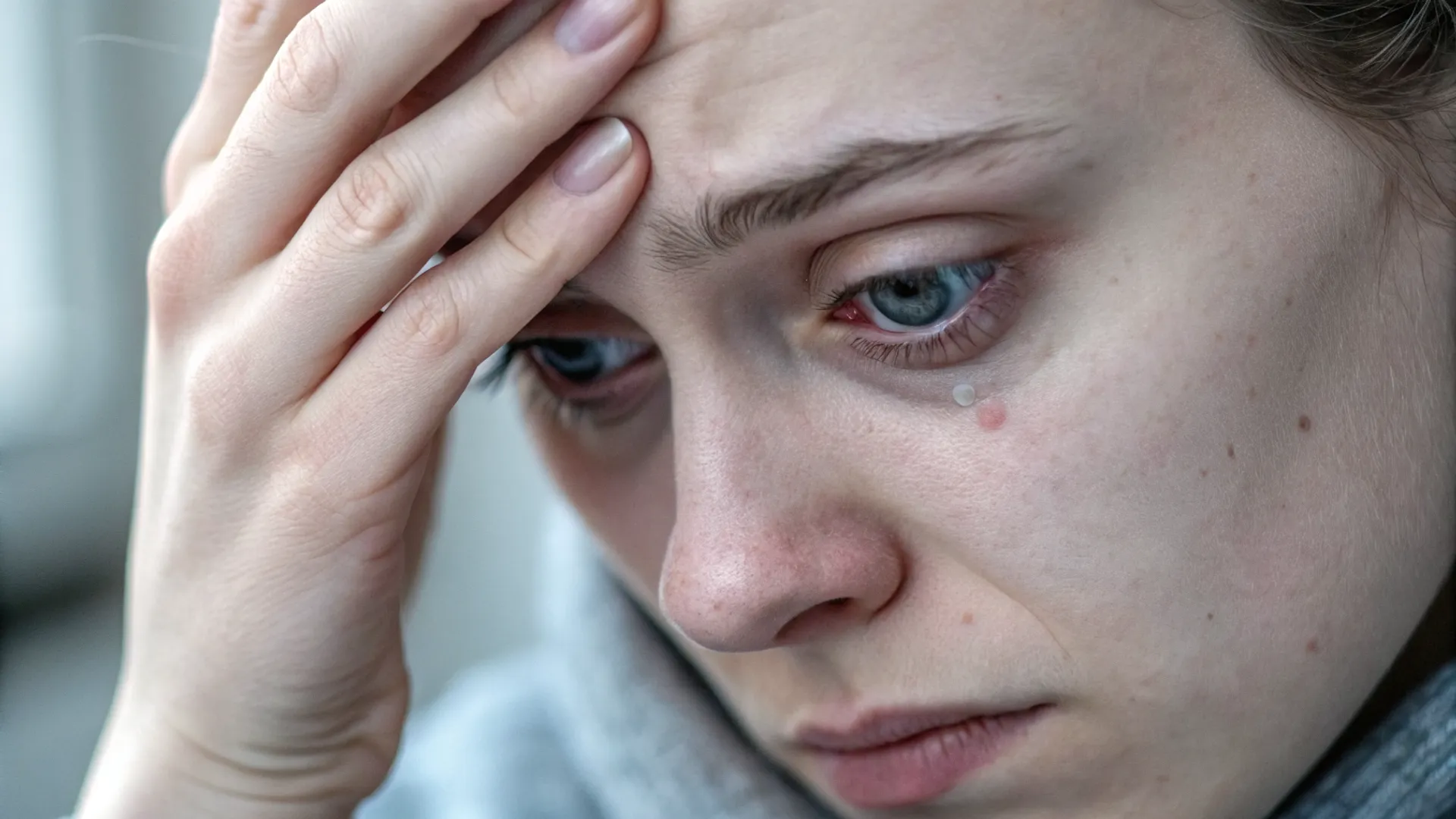 Pessoa pensativa olhando pela janela com expressão contemplativa